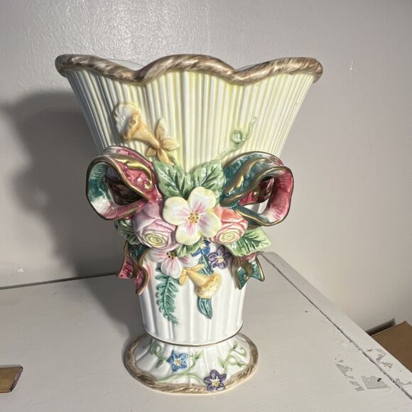 Fitz and Floyd Other - a Fitz and Floyd Classics Ceramic Decorative Floral Vase, Multicolor, 11-inch
